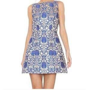 Elegant Blue and White Patterned Dress